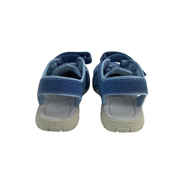Lands' End Water Repellent ADJ Closed Toe Sport Sandals Blue Flora Size 9B - Picture 5 of 11